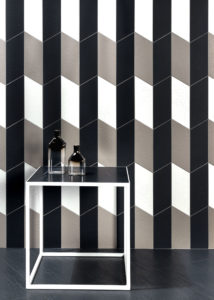 Coffe table and black and white tiles of Acqua Maximum collection of Graniti Fiandre Photographer Maria Teresa Furnari