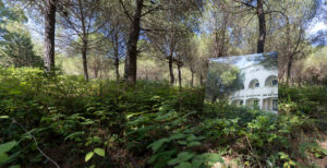 White facade reflected in a mirror one of the photo of the project Ecomostro tour Photographer Maria Teresa Furnari