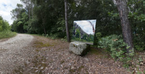 tower crane reflected in a mirror one of the photo of the project Ecomostro tour Photographer Maria Teresa Furnari