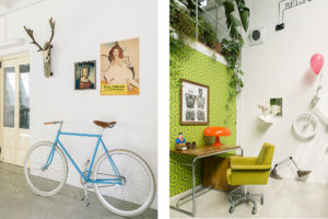 Blue bike and a corner desk in Cinema Flora Photographer Maria Teresa Furnari