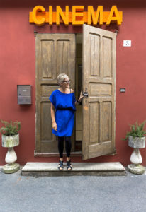 Paola at the Entrance of the old Cinema Flora Photographer Maria Teresa Furnari