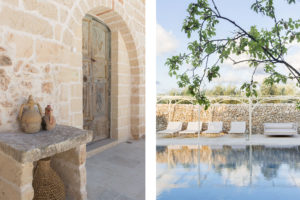 Detail of swimming pool at the boutique hotel Masseria Trapanà in Puglia Photographer Maria Teresa Furnari