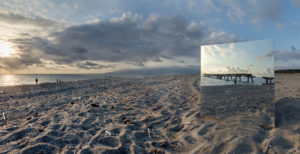 ruined pier reflected in a mirror one of the photo of the project Ecomostro tour Photographer Maria Teresa Furnari