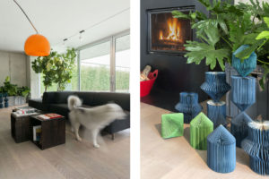 Details of fireplace in the living room of the concrete and minimalist villa of Rosalba Piccinni Photographer Maria Teresa Furnari