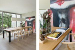 Details Wooden table in the living room of the concrete and minimalist villa of Rosalba Piccinni Photographer Maria Teresa Furnari