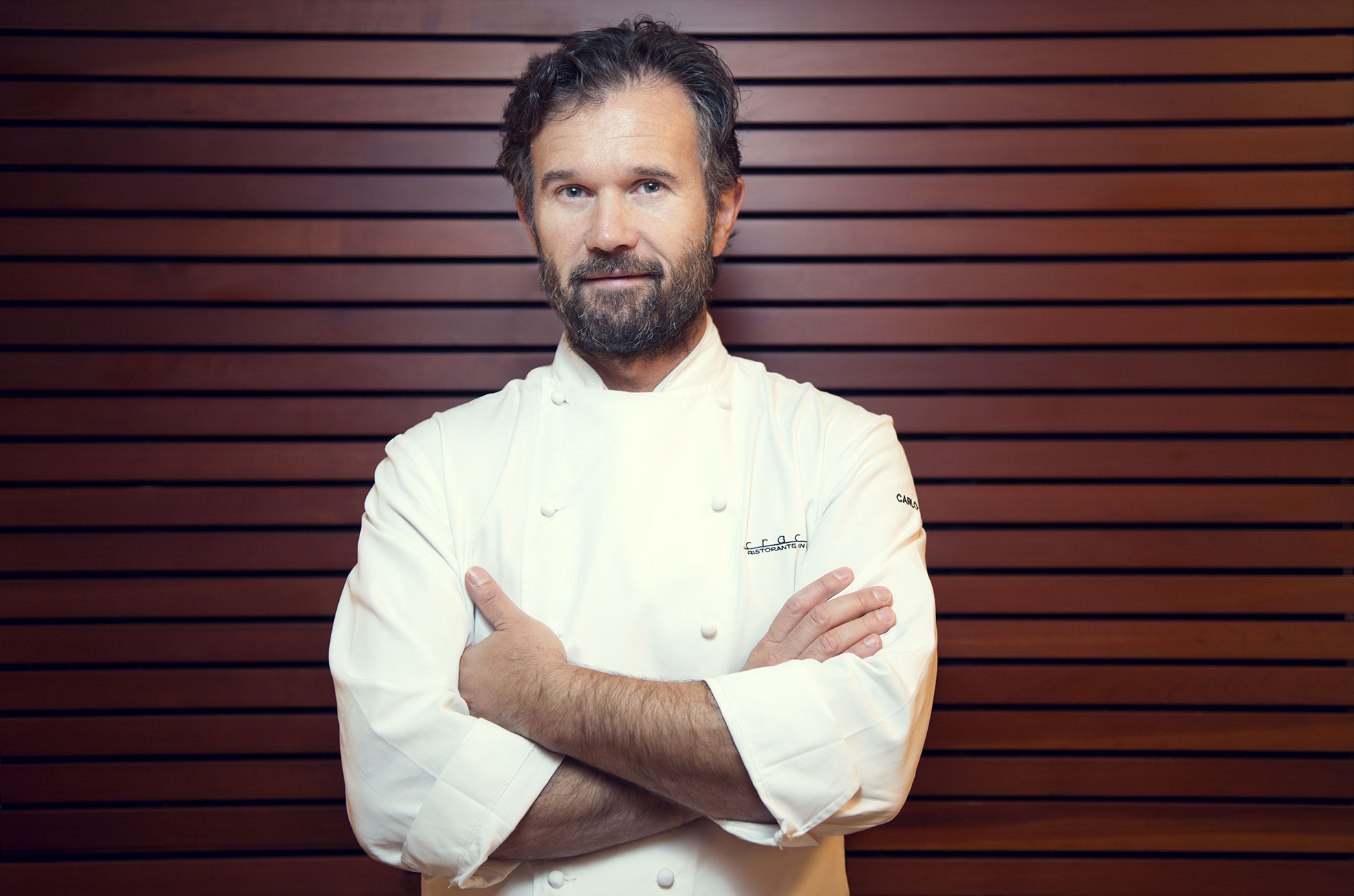 Portrait of Chef Carlo Cracco in his restaurant Photographer Maria Teresa Furnari
