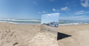 Torre Mileto reflected in a mirror one of the photo of the project Ecomostro tour Photographer Maria Teresa Furnari