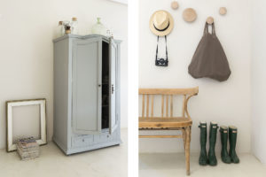 Wardrobe and wooden bench of Malatetsa Maison de Charme in the marche hills Photographer Maria Teresa Furnari