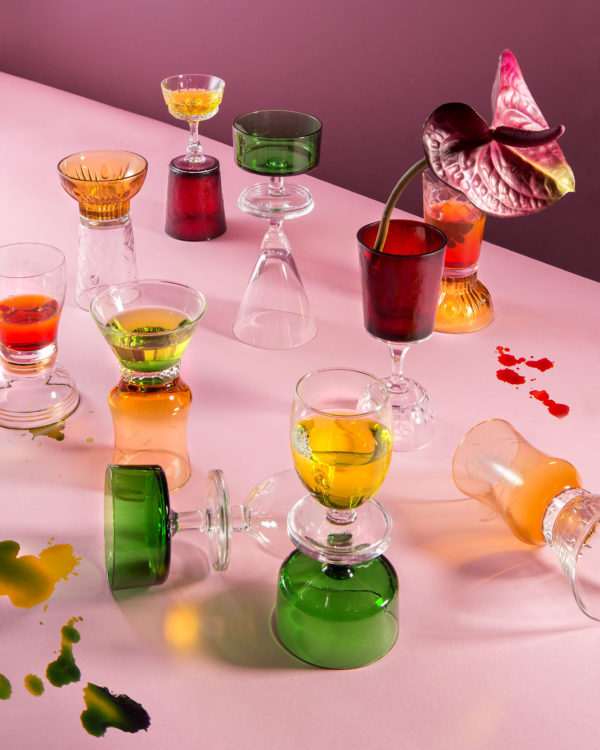 Still Life of Side Up Glasses for the E-commerce of Funky Table Photographer Maria Teresa Furnari